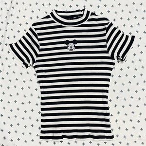 NWOT Lazy Oaf x Disney Mickey Mouse cropped ribbed fabric fitted top size M